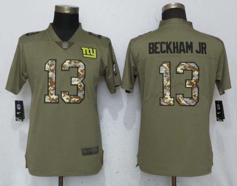 Women New York Giants #13 Beckham jr Olive Camo Carson Nike Salute to Service Player NFL Jerseys->los angeles lakers->NBA Jersey